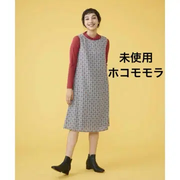 미사용 호코모모라 Cartas 프린트 원피스 슬리브리스 봄 여름 가을