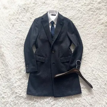 [ 새상품급 ] LARDINI 다크 그레이 캐시미어 울 체스터 코트 44