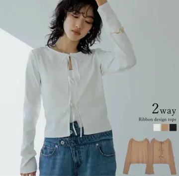 Re EDIT 리디 2WAY 리본 디자인 상의 가디건