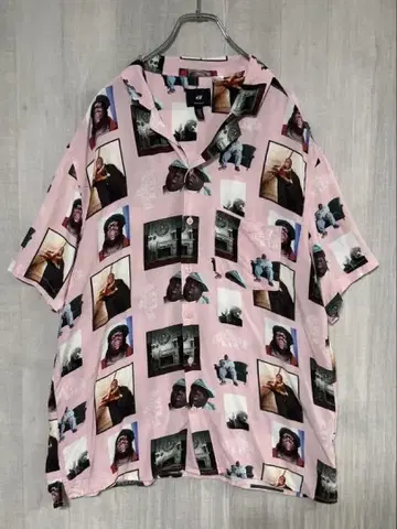kj 착용 H&M 노토리어스 빅 반팔 셔츠 M 핑크
