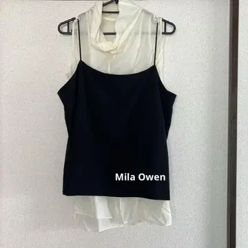 milaowen 슬리브리스 레이어드 상의 블랙 화이트