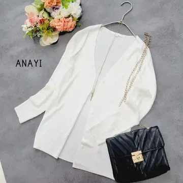 ANAYI*아나이 화이트*얇은 소재 리브 가디건*사이즈 38