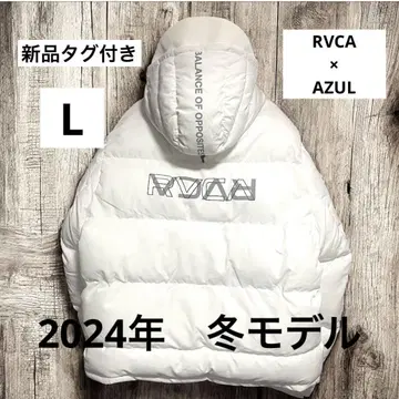 택 포함 새상품 RVCA x AZUL 후드 부착 다운 자켓 화이트 L