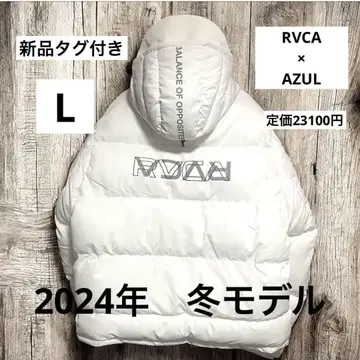 택 포함 새상품 RVCA x AZUL 다운 자켓 화이트 L 2024 모델