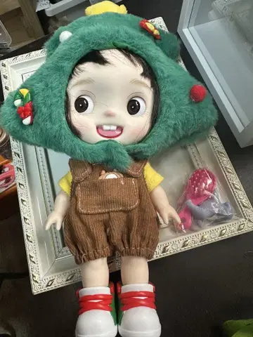 브라운 오버롤 인형 약 22cm