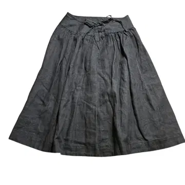 homspun 홈스펀 린넨 플레어 스커트 리본 그레이