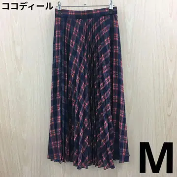 코코딜 체크 무늬 플리츠 롱 스커트 F0909A16