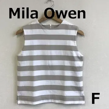 C0909A11 [ Mila Owen ] 보더 무늬 슬리브리스 티셔츠