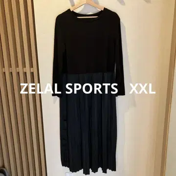 플리츠 이소재 롱 원피스 긴팔 XXL