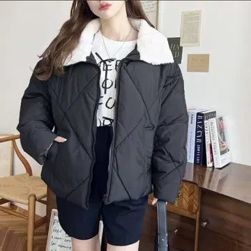 옷깃 퍼 매트 폴리에스테르 다이아 퀼트 에코 다운 블루종