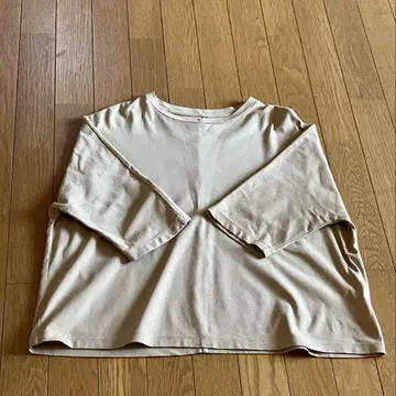 나카가와 마사시치 상점 강연면 풀오버 베이지 7부 소매 T셔츠