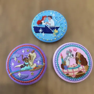 디즈니 자수 캔뱃지 3점