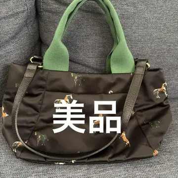 러셋 말 패턴 더블 핸들 토트백