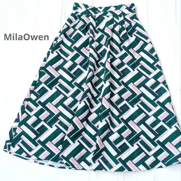 MilaOwen 지오메트릭 패턴 플레어 스커트