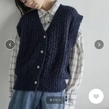 더욘 부클레 멜란지 니트 베스트 베스트 네이비 니트 베스트