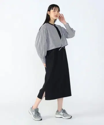 BEAMS HEART 빔즈 스트라이프 레이어드 원피스