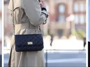 도쿄백화 천연 가죽 퀼팅 체인 숄더백 블랙