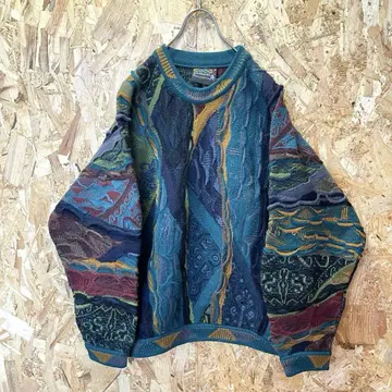 레어 압도적인 입체감 있는 올 패턴 COOGI 쿠지 호주산 3D 니트