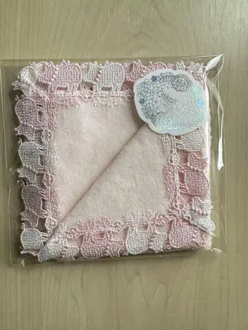 치카자와 레이스 손수건 돼지에게 진주 핑크