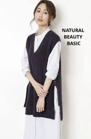 NATURAL BEAUTY BASIC 골지 슬릿 튜닉 니트