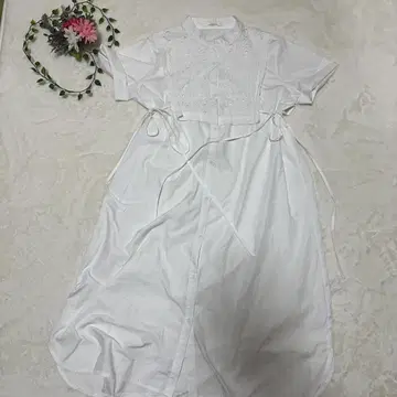 스위치바이 아치 셔츠 원피스 반팔 화이트 F 여성용