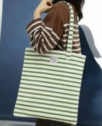 토트백 보더 무늬 그린 마린 테이스트