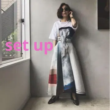 AMERI MEDI DRAWING UNEVEN TEE &SKIRT
