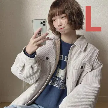 코듀로이 노카라 블루종 아우터 자켓 코디 베이지 L