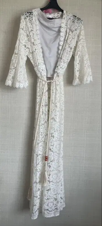 레이스 롱 가디건 화이트 이탈리아제 디자인 프리 사이즈 미사용 새상품