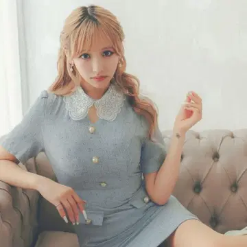 라벤더 레이스 옷깃 타이트 드레스 dazzystore