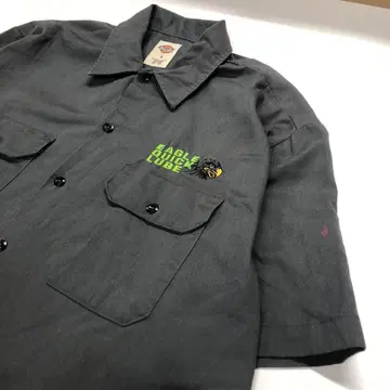 Dickies 워크 셔츠 반팔 애니멀 타카 다크 그레이 남성용 L