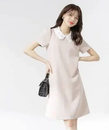 proportion 레이스 칼라 탈부착 원피스 베이지