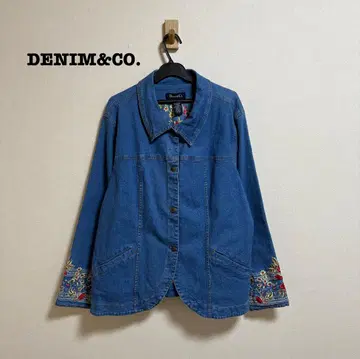 DENIM&Co 빈티지 꽃무늬 자수 데님 자켓 데드스탁