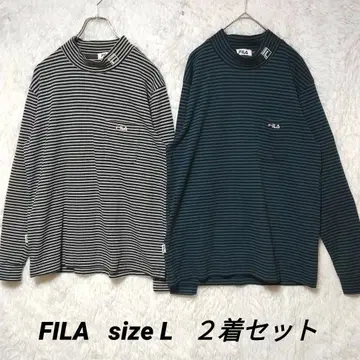 FILA 휠라 2벌 세트 남성용 하이넥 보더 무늬 L