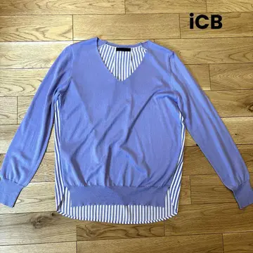 iCB, 아이씨비, 라벤더, V넥, 실크, 캐시미어, 이소재 티셔츠, S