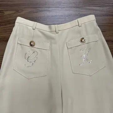이타리야 비쥬 장식 베이지 와이드 팬츠 사이즈 9