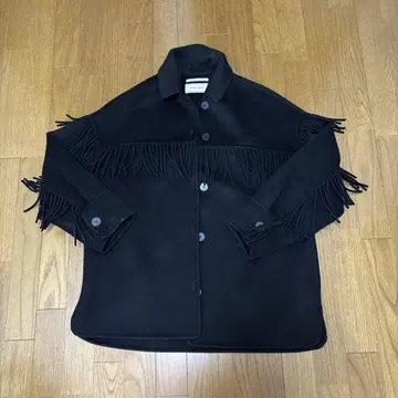 최종 가격 gigot 프린지 울 코트 블랙