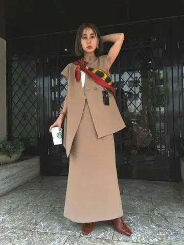 OTONA WRAP VEST SET UP DRESS ameri