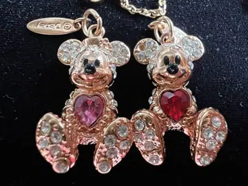 Disney mickey & minnie 핑크 골드 참 세트