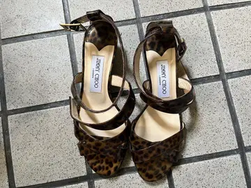 JIMMY CHOO 앵클 스트랩 샌들 레오파드 사이즈 37