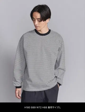 셔츠 샌드위치 보더 크루넥 티셔츠