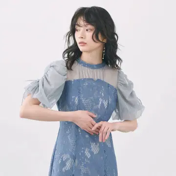 metoi 컷 슬리브 머메이드 드레스 BLUEGRAY 블루 그레이 S