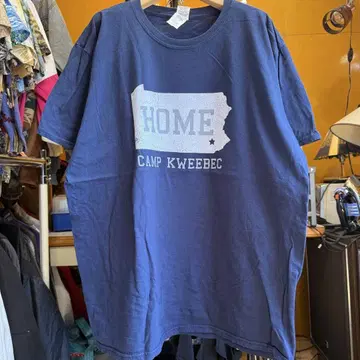 미국 빈티지 의류 HOME CAMP KWEEBEC 티셔츠 네이비