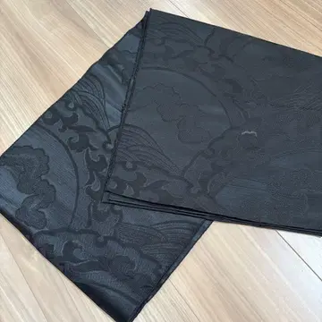 기모노 오비 상복 오비 블랙 파도 무늬 후쿠로 오비