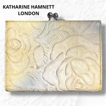 KATHARINE HAMNETT 3단 폴더형 지갑 엠보 꽃무늬 가죽