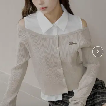 CHICO 셔츠 레이어드 2way 가디건 보르도