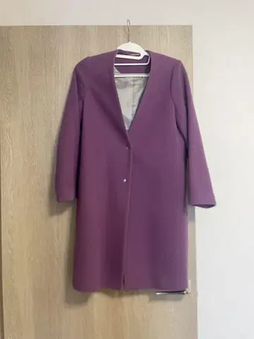 퍼플 노카라 롱 코트