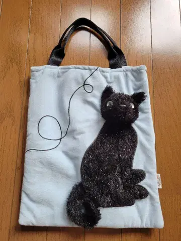 검은 고양이 자수 토트백