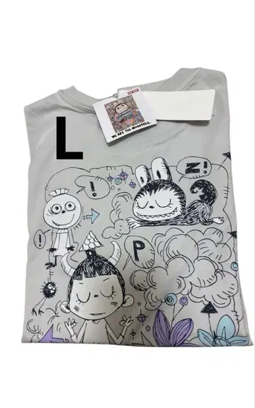 유니클로 UNIQLO 라부부 콜라보T셔츠 그레이L사이즈 POPMART