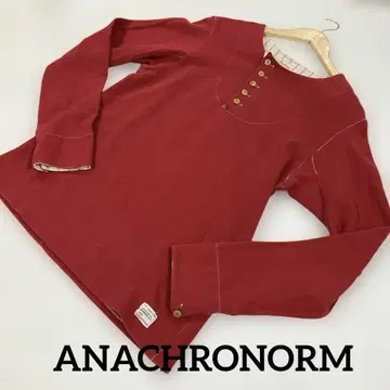 [ ANACHRONORM ] 남성용 긴팔 티셔츠 RED #2244
